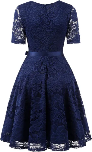 Miniatura 3 de DRESSTELLS Women Semi Formal Lace Dress Mother Bride Bridesmaid Dress for Wedding Cocktail Party Prom Short Dress