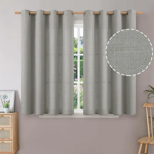 Miniatura 106 de BGment Cortinas de Lino Beige de 63 Pulgadas de Largo 2 Paneles - Tratamientos para Ventanas con Textura de Arpillera Filtrantes de Luz Cortinas