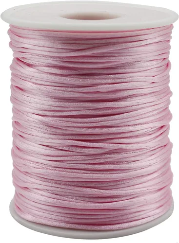 Miniatura 12 de Cordón de nailon blanco satinado de 0.039 in x 109 yardas de seda satinada para pulseras, collares, fabricación de joyas, nudos chinos, macramé