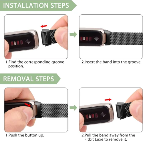 Miniatura 5 de Vanjua Correa de metal compatible con Fitbit Luxe, correa de repuesto ajustable de malla de acero inoxidable para Fitbit Luxe/Luxe edición especial