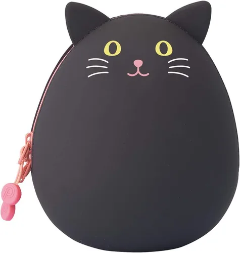 LIHITLAB PuniLabo - Bolsa con cremallera, forma de huevo, 3.8 x 4.7 pulgadas, gato negro (A7783-3)