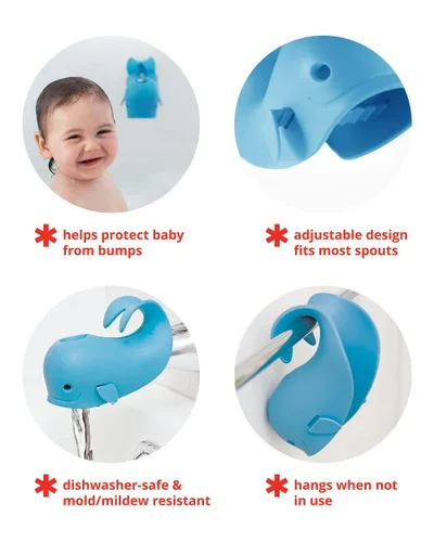 Miniatura 3 de Skip Hop Cubierta para boquilla de baño para bebé, ajuste universal, color azul MOBY Moby Azul