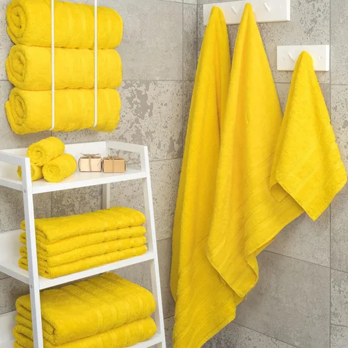 Miniatura 2 de American Soft Linen - Juego de 4 toallas, 100% de algodón turco, 27 x 54 pulgadas, tamaño extragrande, toallas para la ducha, color amarillo