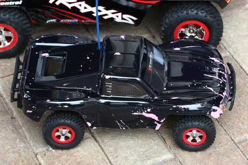 Miniatura 3 de SummitLink Reemplazo de cuerpo personalizado compatible con color rosa fangoso sobre negro para automóvil o camión RC escala 1/16