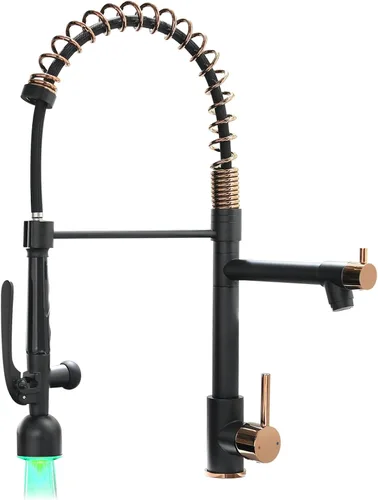 Miniatura 10 de Fapully - Grifo de cocina negro, grifo de fregadero de cocina comercial extraíble con rociador Negro mate