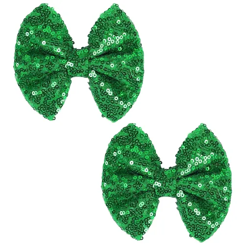 Miniatura 11 de Love Fairy - Horquilla con lazo con brillantina, una pinza para el cabello con lazo de lentejuelas brillantes, 5 pulgadas, perfecta para niñas, Negro