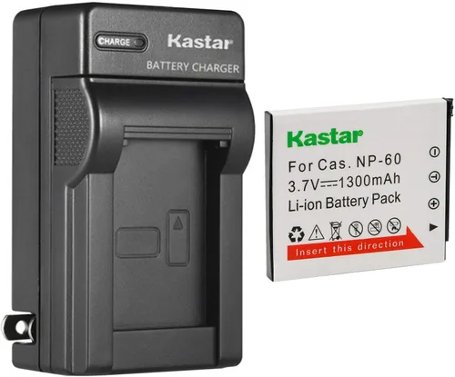 Kastar 1-Pack Battery and AC Wall Charger Replacement for Casio NP-60 CNP-60 Battery, BC-60L Charger, Casio Exilim EX-FS10 EX-S10 EX-S12 EX-Z9