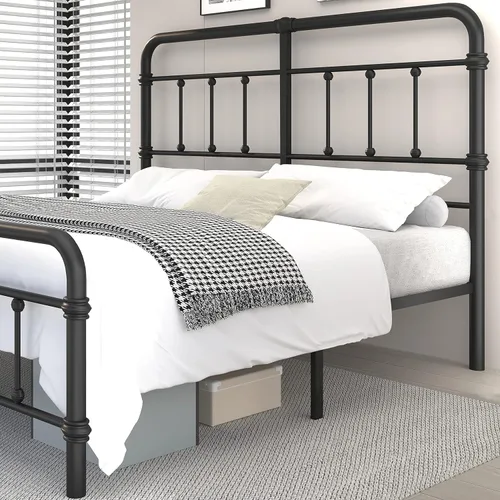 Miniatura 6 de Giselle - Base de cama individual con cabecera para niños, de metal antiguo vintage, base de colchón de plataforma, 49 pulgadas de alto, no necesita