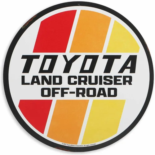 Letrero redondo de metal para Toyota Land Cruiser Off-Road – Letrero retro de Toyota para garaje, tienda o cueva de hombre