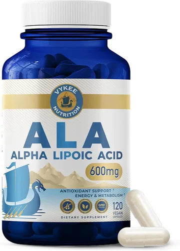 Vykee Nutrition Ácido alfa lipoico 600 mg – Suplemento ALA de alta potencia, apoyo antioxidante, vegano, sin gluten – 120 unidades