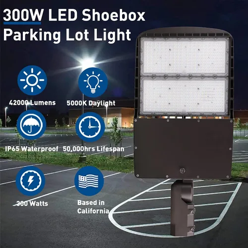 Miniatura 2 de OSTEK Luz LED de estacionamiento de 300 W, 5000K 42000LM luz LED para caja de zapatos con fotocélula del atardecer al amanecer, iluminación de área