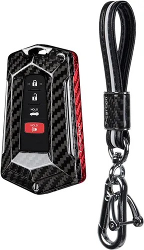 Miniatura 9 de Funda para llavero de coche para Toyota 86 GT86 Avalon C-HR Camry Corolla Highlander Prado Prius RAV4 carcasa de fibra de carbono, Negro / rojo +