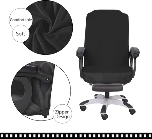 Miniatura 4 de SARAFLORA Funda para Silla de Oficina - Mediano, Negro - Funda Extraíble para Silla de Computadora para Silla de Oficina con Cremallera para Silla