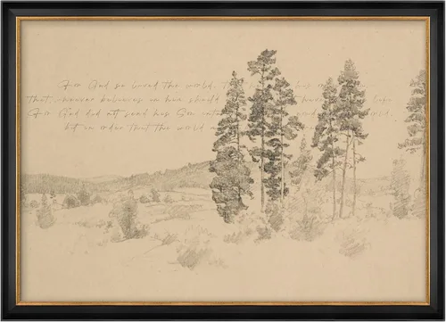 Miniatura 137 de MUDECOR Lienzo enmarcado prémium para pared, pinos nevados en bosque de invierno, ilustraciones modernas, arte contemporáneo, escénico, divertido