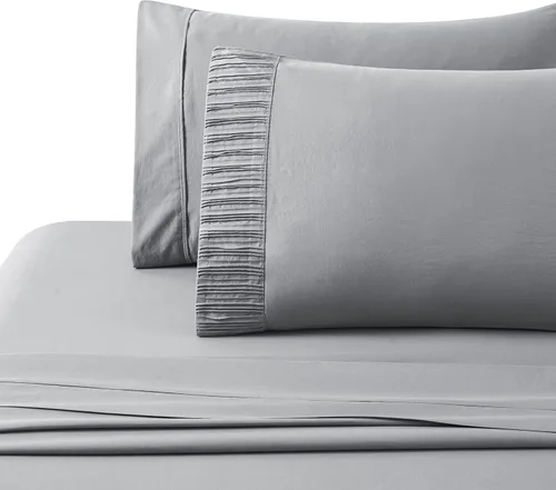 Miniatura 2 de Marina Decoration Juego de sábanas de 4 piezas ultra suave y sedoso de rayón sólido de bambú para todas las estaciones, con 2 fundas de almohada