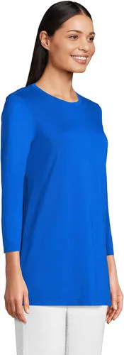 Miniatura 3 de Lands' End Túnica de algodón Supima con cuello redondo y manga 34 para mujer