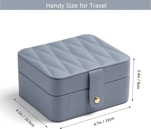 Miniatura 5 de KAMIER Organizador de joyas de viaje, cajas de joyería portátiles de cuero acolchado con diamantes para mujeres y niñas, organizador pequeño