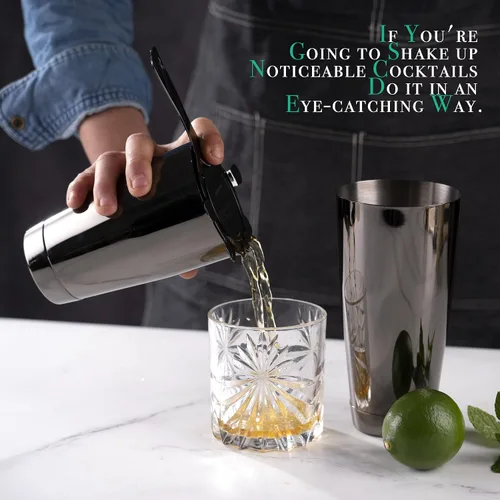 Miniatura 4 de Homestia Juego de cocteleras profesionales Boston de 18 oz y 28 oz, juego de coctelera ponderada, para camareros, coctelera profesional de bar