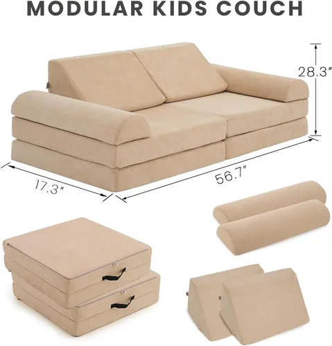 Miniatura 2 de jela Sofá de Juego para Niños Certificado de Seguridad, Sofá Suave para Niños con Funda Lavable a Máquina, Conjunto de Construcción de Fuerte