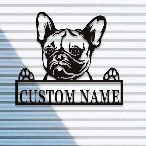 Miniatura 6 de Letrero personalizado de bulldog francés – Letrero personalizado para perro, arte de pared de metal, regalo conmemorativo para amantes