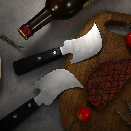 Miniatura 5 de Hanaive Paquete de 2 cuchillos basculantes para discapacitados, cuchillos afilados para carne con una sola mano, equipo adaptativo, artilugio, 8 x 3