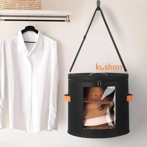 Miniatura 5 de Caja de almacenamiento de sombreros extragrande de kushon para mujeres y hombres, 19" de diámetro x 17" de alto, cajas para sombreros de vaquero