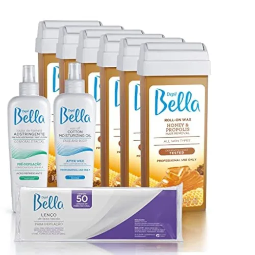 Depil Bella Rollo de cera depilatoria con miel y propóleos | Depilación corporal, cartucho de cera para depilación | Para hombres y mujeres | Auto