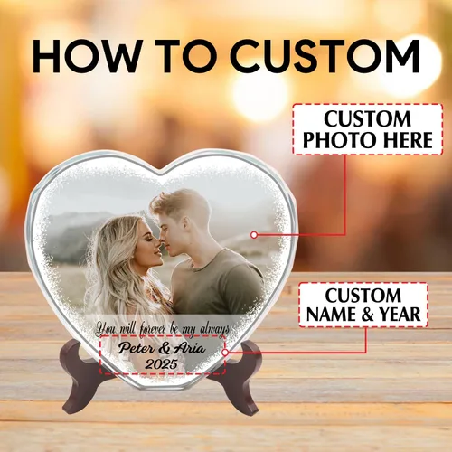 Miniatura 3 de Foto de cristal personalizada, cristal de corazón personalizado con imagen, regalos para pareja/pareja, regalos para el nuevo hogar/inauguración