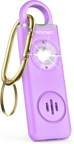 Miniatura 10 de TECKNET Alarma de seguridad personal recargable para mujeres, alarma de llavero de autodefensa de 130 dB con luz estroboscópica SOS, aviso de Azul