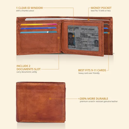 Miniatura 78 de Carteras RFID delgadas para hombres - Cartera de bolsillo frontal de piel genuina