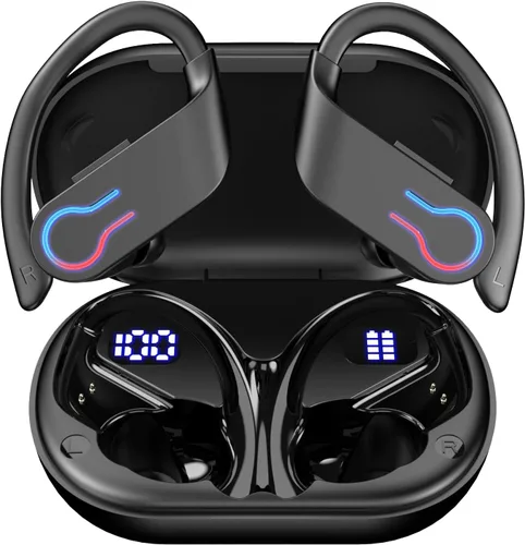 Auriculares inalámbricos Bluetooth con tiempo de reproducción de 200 horas, Bluetooth 6.1 de baja latencia, cancelación de ruido inteligente, IPX7
