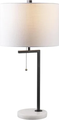 JONATHAN Y Lámpara de mesa moderna de mármol negro de 24.5 pulgadas para dormitorio, lámpara de escritorio lineal para sala de estar, oficina,