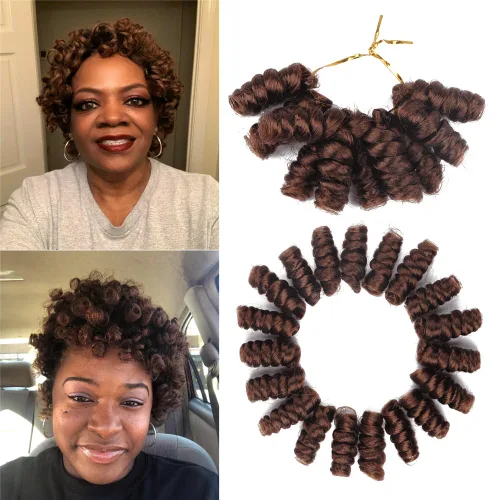 Miniatura 16 de Saniay - 3 paquetes de trenzas de ganchillo cortas trenzadas de ganchillo con espiral, rizos con espiral jamaicana, 20 mechones por paquete