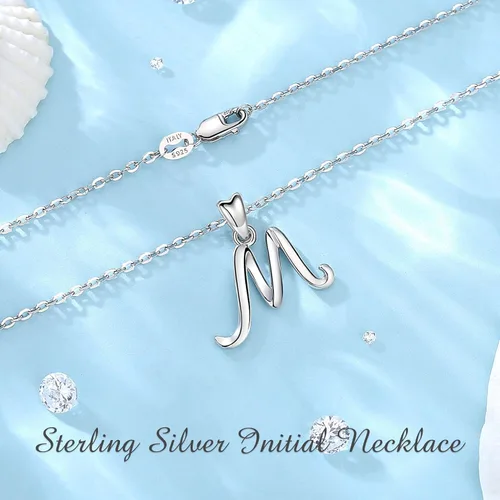 Miniatura 145 de EUDORA Collares de plata esterlina con inicial para mujer, regalos clásicos de 26 letras sin cuello para niñas, hermana, madre hija, cadena de 18