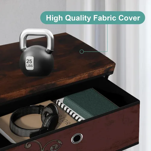 Miniatura 5 de VASICAR Mesita de noche con 5 cajones, organizador de almacenamiento de ropa, pequeña cómoda de tela para dormitorio, armario, entrada, pasillo