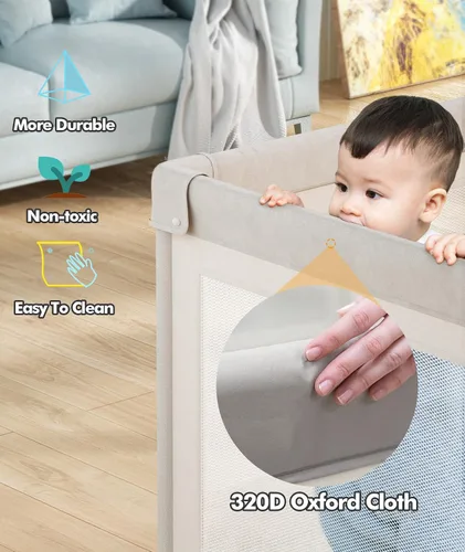 Miniatura 5 de Mloong Corralito para bebés con alfombrilla – 59 x 59 pulgadas corralito extra grande para bebés y niños pequeños, centro de actividades