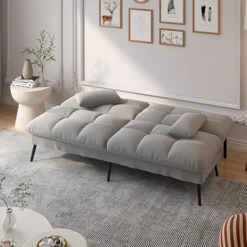 Miniatura 3 de COMHOMA Sofá cama convertible, sofá de tela de 68 pulgadas con respaldo ajustable, sofá biplaza reclinable, sofá cama, muebles de sala de estar