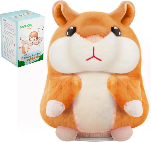 SANJOIN Juguetes para niños pequeños, hámster parlante repite lo que dices para niños y niñas, animales de peluche, juguete sensorial interactivo