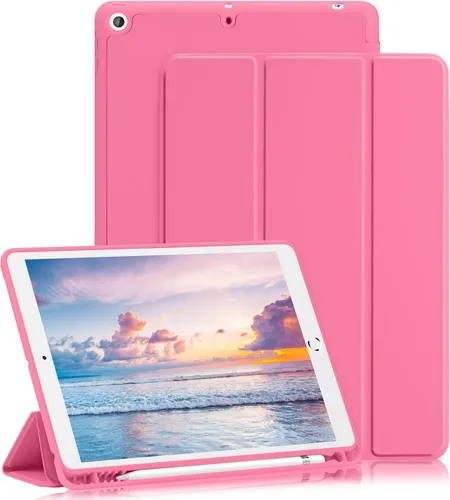Miniatura 16 de Funda para iPad 8ª/7ª generación (2020/2019) iPad 10.2 pulgadas con soporte para lápices [encendido/apagado] funda protectora con soporte magnetico