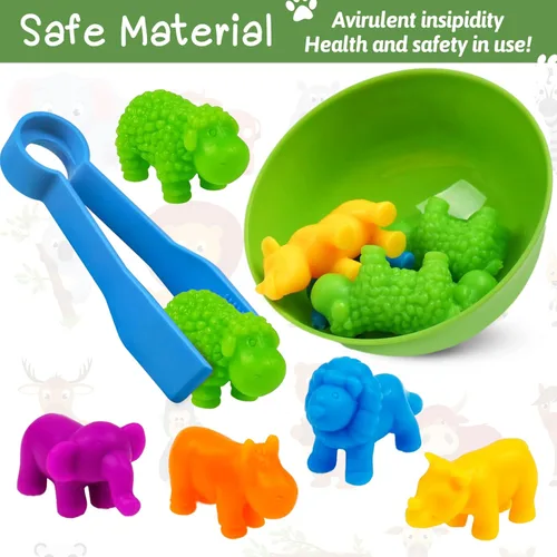 Miniatura 4 de Juguete de contar animales, juegos a juego con cuencos de clasificación, juguetes de clasificación para niños pequeños, actividades de aprendizaje