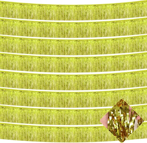 Miniatura 28 de Paquete de 10 unidades de guirnalda de flecos de papel de aluminio de 10 pies con lentejuelas metálicas, bandera para colgar en la pared, telón