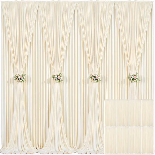 Miniatura 47 de Cortina de fondo beige de 10x10 para bodas y fiestas, cortina de fondo beige sin arrugas para fotos, cortinas de fondo para decoración de baby Gris