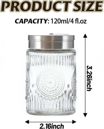 Miniatura 2 de Paquete de 2 saleros y pimenteros de vidrio con agujeros de vertido ajustables, dispensadores de especias recargables de 4.1 fl oz para Himalaya
