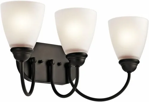 Kichler Jolie - Lámpara de tocador con 3 luces de 20.25 pulgadas con cristal satinado grabado en bronce antiguo