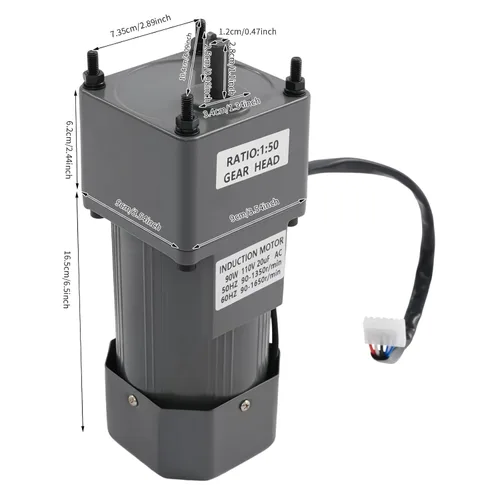 Miniatura 6 de Motor eléctrico monofásico de 110 V, 90 W, 27 RPM, motor eléctrico monofásico con controlador de velocidad variable ajustable, motor con engranaje