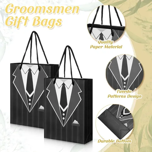 Miniatura 3 de Bokon 48 piezas de regalos para padrinos de boda para hombres, frasco de esmoquin de acero inoxidable, para padrinos de boda, anteojos de póquer