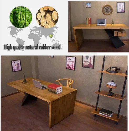 Miniatura 5 de Escritorio moderno y simple de madera maciza para computadora de oficina, mesa de estudio con cajones, fácil de instalar