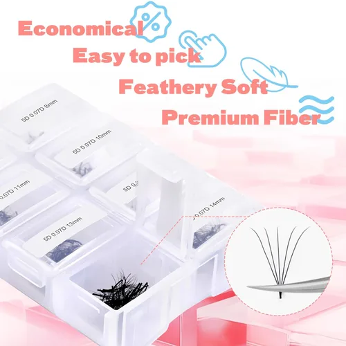 Miniatura 34 de Extensiones de Pestañas Rizo D 0.59-0.79 pulgadas Bandeja Mixta Seda Extensiones de Pestañas Clásicas Suministros Extensiones de Pestañas