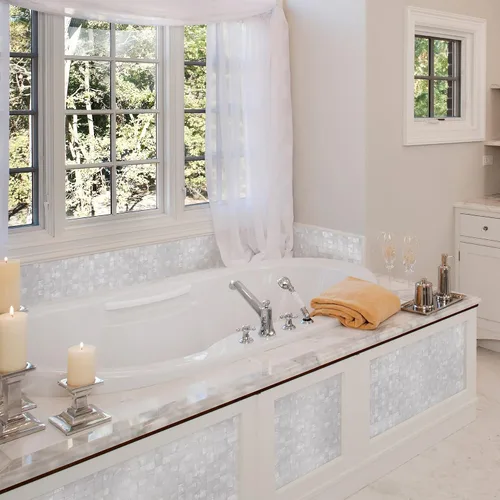 Miniatura 8 de KASARO - Calcomanías de pared, adhesivo despegable de mosaicos para salpicadero dormitorio baño, madreperla, 12 x 12 pulgadas