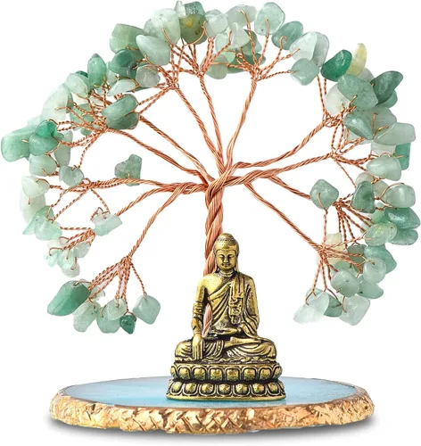 Miniatura 8 de Estatua de Buda con Árbol de Cristal Sanador, Árbol de la Vida para Energía Positiva. Decoración del Hogar para Yoga y Meditación. Amatista.(A)